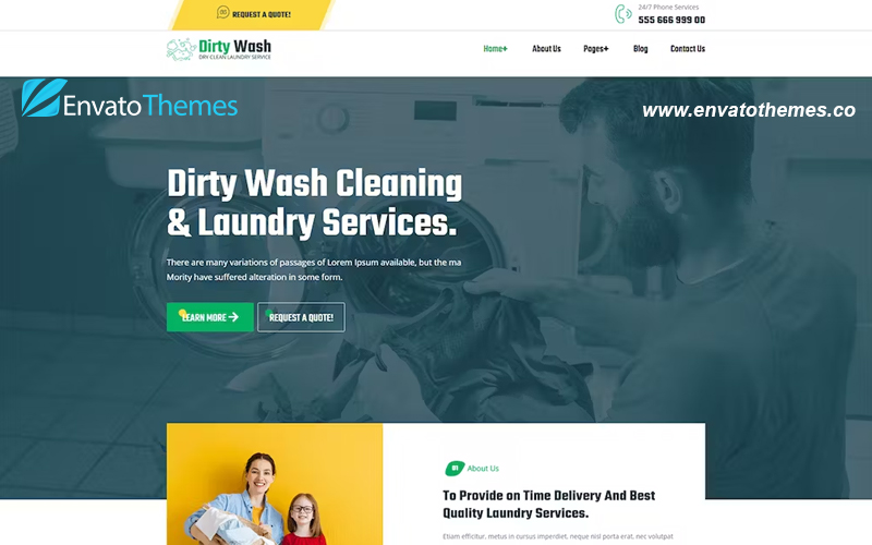DirtyWash – Laundry Service WordPress Theme