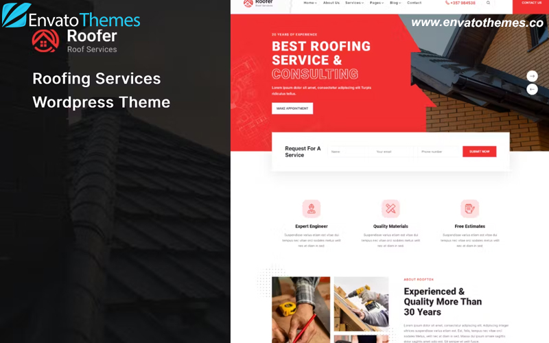 Roofer – Roofing Services WordPress Theme