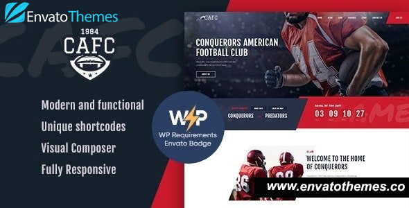 Conquerors v1.2.13 – American Football & NFL WordPress Theme